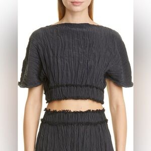 TOTEME Crinkled Silk Crop Top
